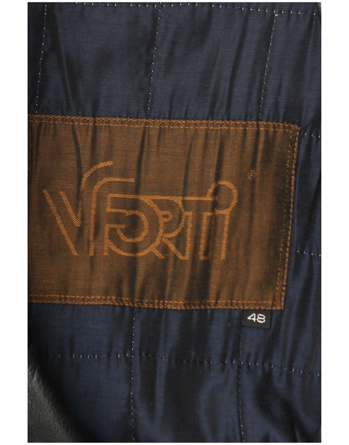 Vittorio Forti Mens Leather Coat IT 48 Medium Black