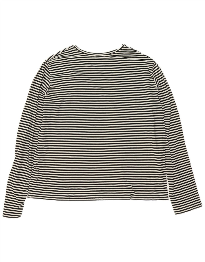 Massimo Dutti Womens Top Long Sleeve UK 16 Large White Pinstripe
