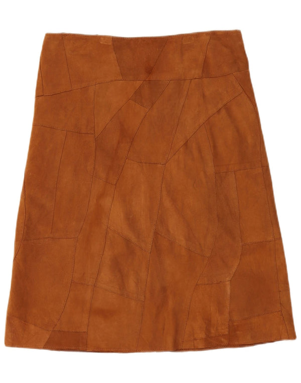 VINTAGE Womens Suede Skirt IT 44 Medium W30  Brown Leather