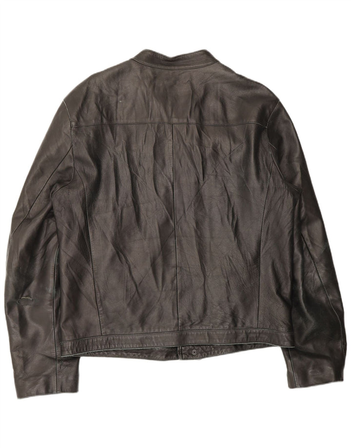 Vintage Womens Zip Leather Jacket IT 54 2XL Brown Leather