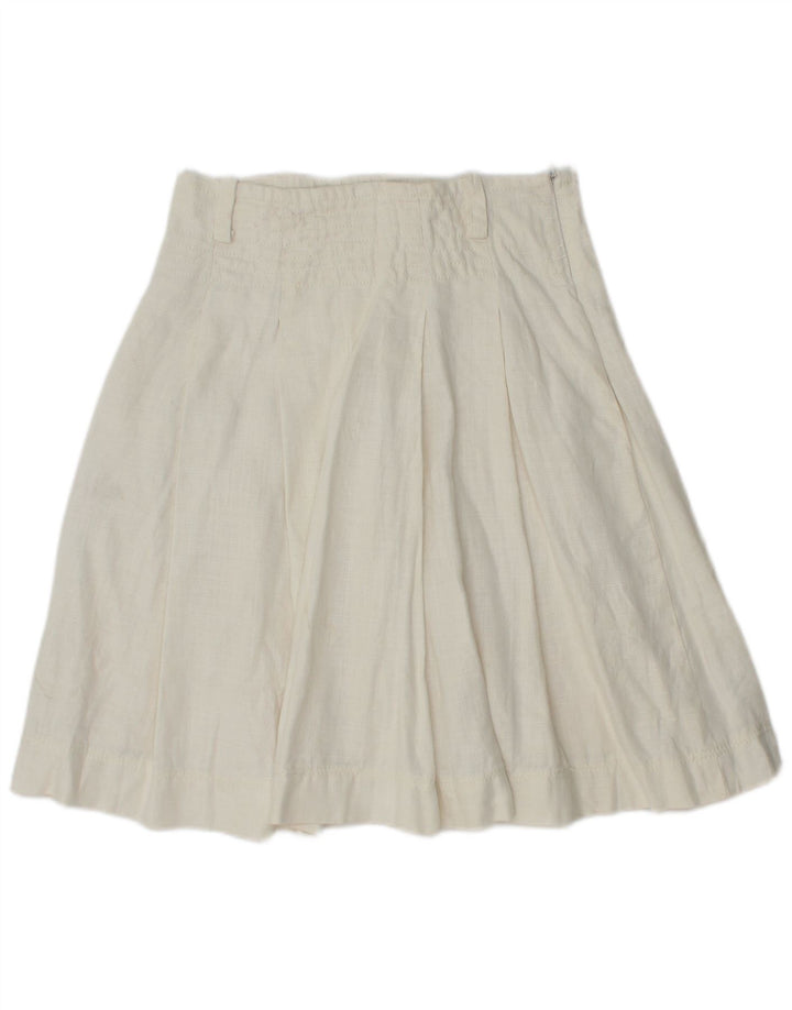 Zara Womens Pleated Skirt Small W26  White Linen