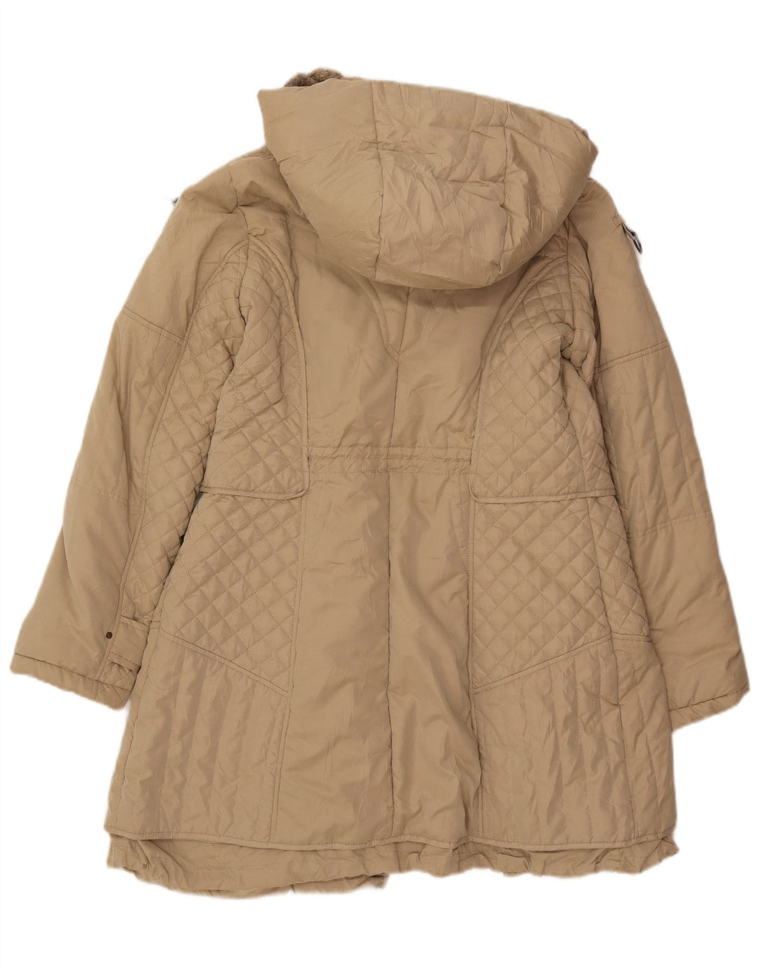 Easy Comfort Womens Hooded Padded Coat UK 14 Large Beige Polyester