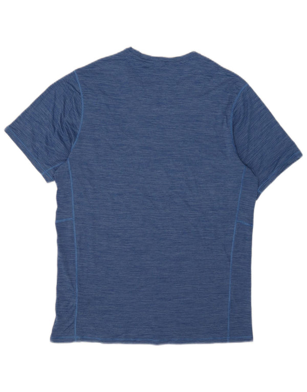 Patagonia Mens T-Shirt Top Medium Blue Pinstripe Polyester