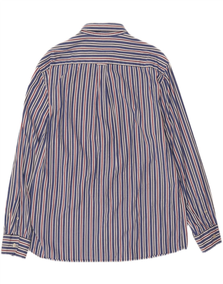 JAEGER Mens Shirt Large Blue Pinstripe Cotton