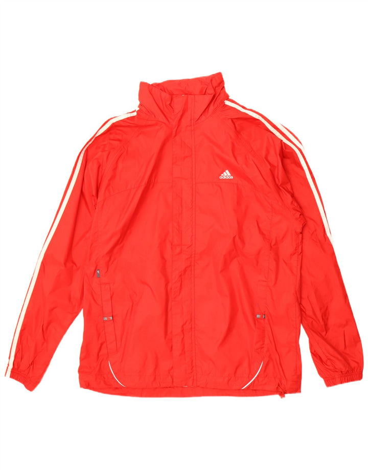 Adidas Mens Hooded Rain Jacket UK 38 Medium Red Polyester