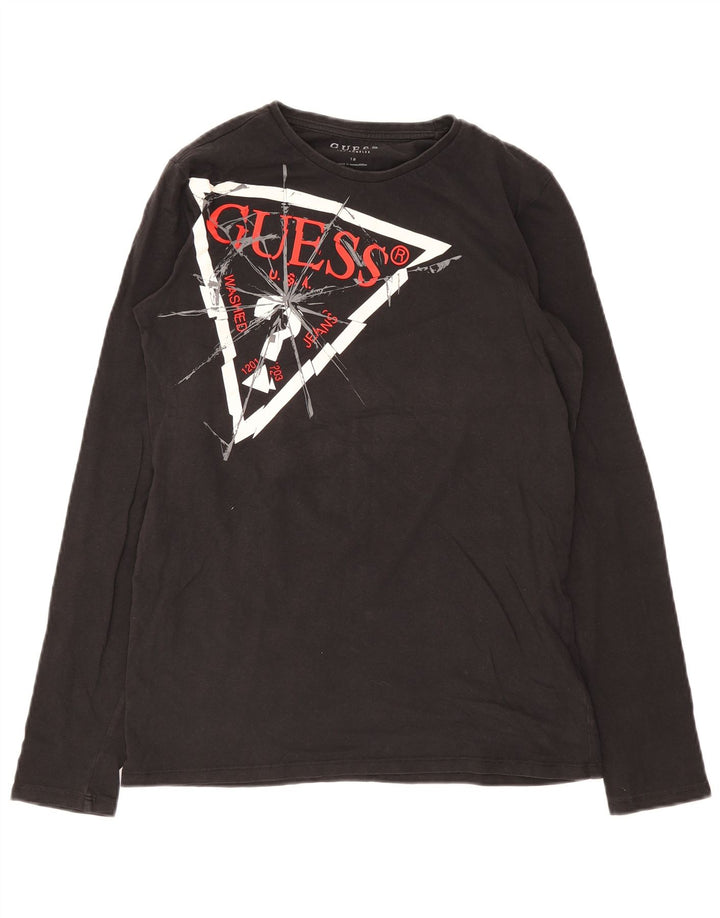 Guess Boys Graphic Top Long Sleeve 15-16 Years Black