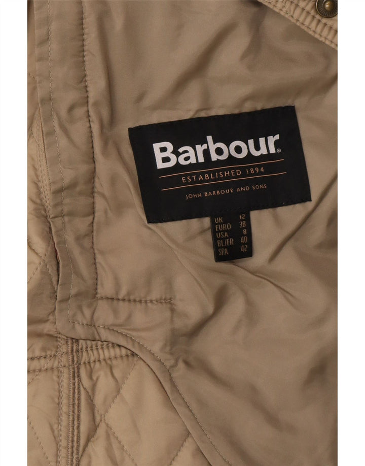 Barbour Womens Quilted Jacket UK 12 Medium Beige Polyamide