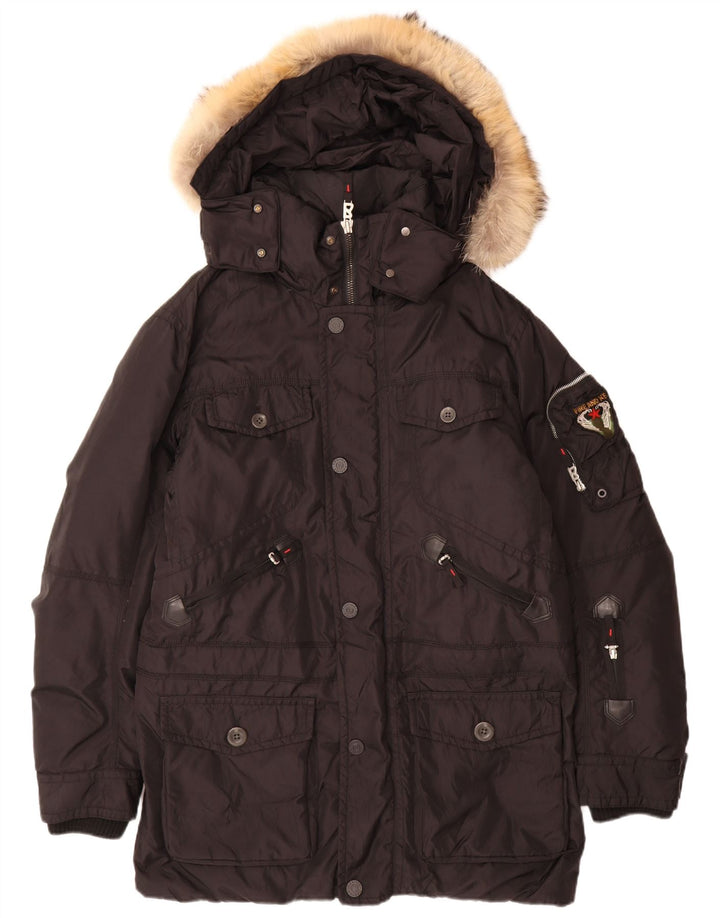 Fire and Ice Mens Hooded Padded Coat EU 48 Medium Black Polyamide