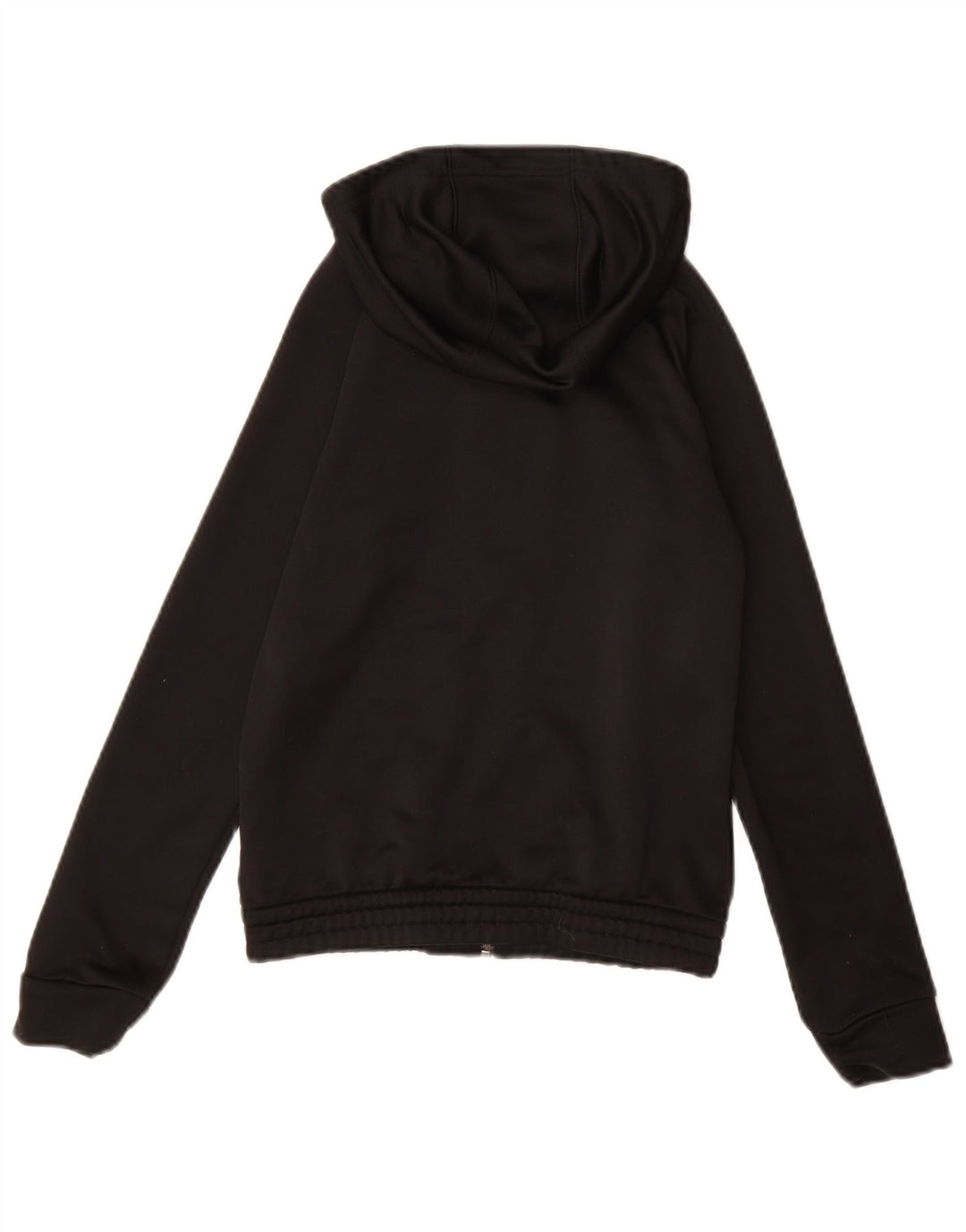 ADIDAS Girls Graphic Zip Hoodie Sweater 11-12 Years Black Polyester
