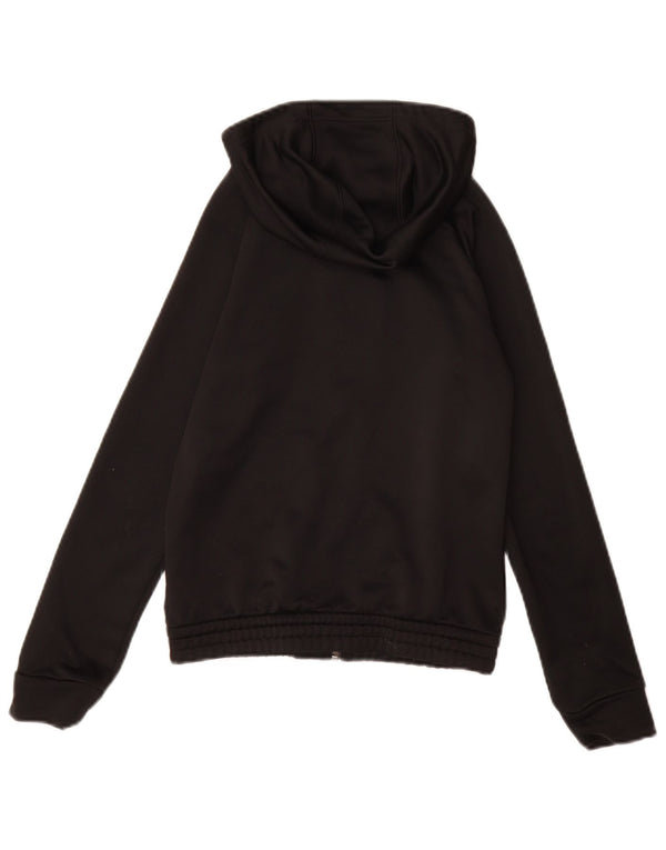 ADIDAS Girls Graphic Zip Hoodie Sweater 11-12 Years Black Polyester