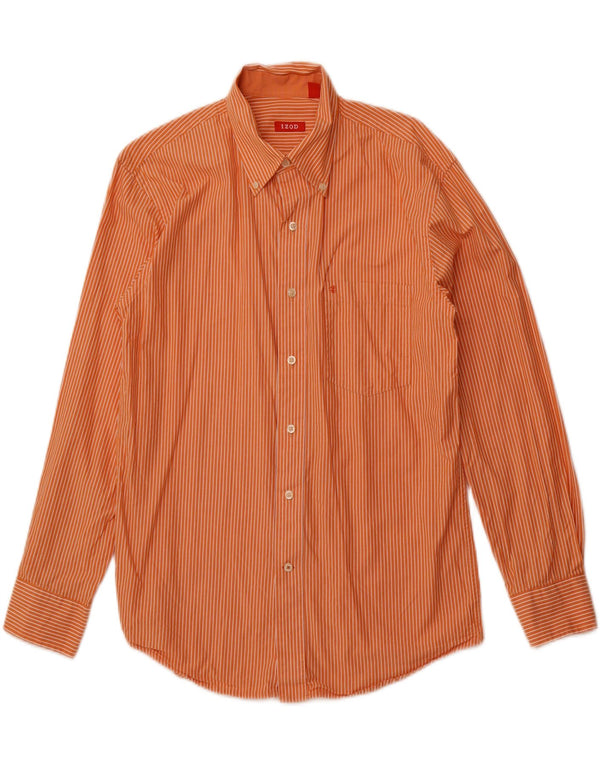 Izod Mens Shirt Medium Orange Pinstripe