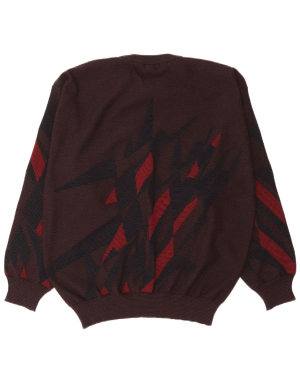 Schoeller Mens Crew Neck Jumper Sweater EU 54 XL Brown Geometric