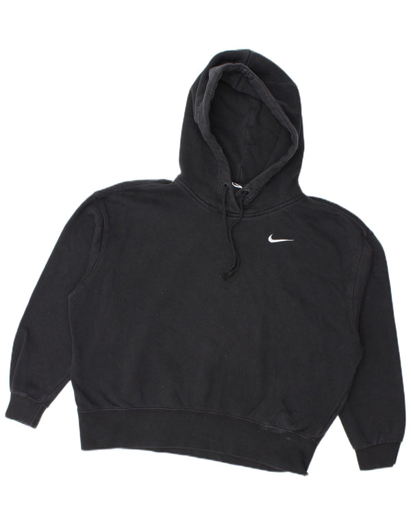 Nike Womens Oversized Hoodie Jumper UK 10 Small Black Cotton