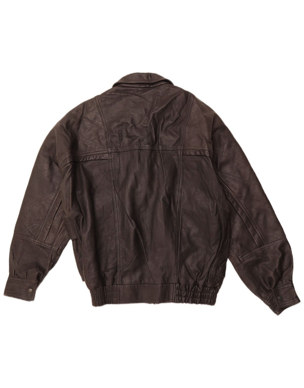 VINTAGE Mens Leather Jacket EU 46 Small Black Leather