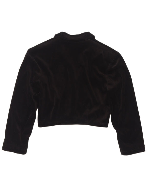 Vintage Womens Velvet Bolero Jacket UK 10 Small Black Viscose