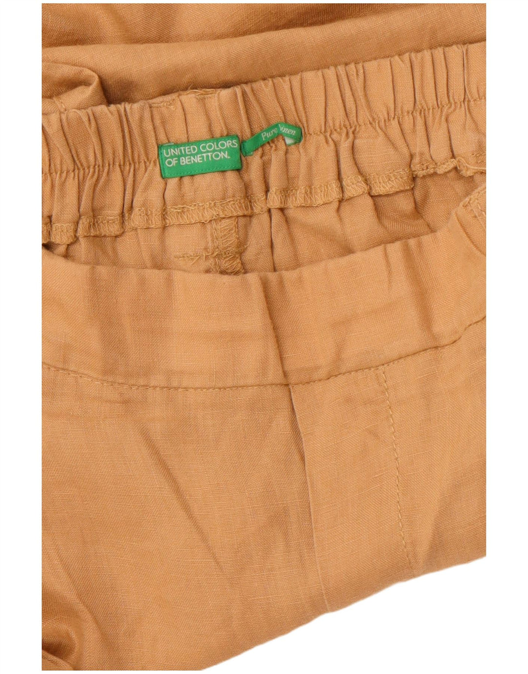 BENETTON Mens High Waist Casual Shorts W32 Medium  Brown Linen