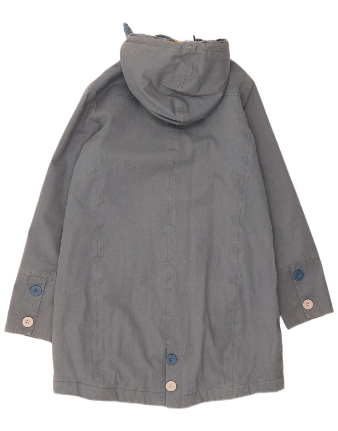 Weird Fish Womens Hooded Parka Jacket UK 10 Small Blue Cotton