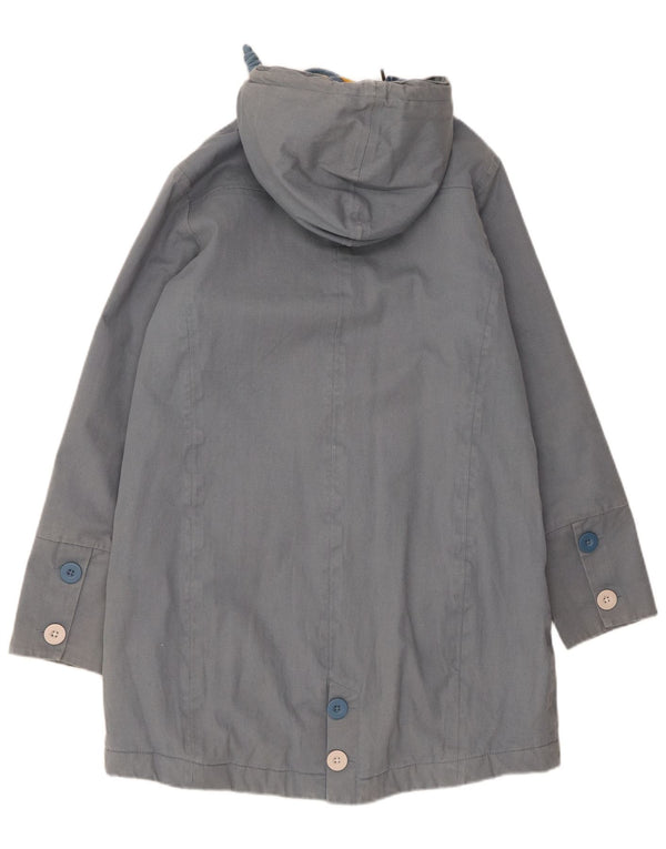 Weird Fish Womens Hooded Parka Jacket UK 10 Small Blue Cotton