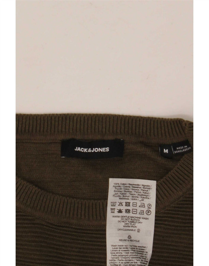 Jack & Jones Mens Crew Neck Jumper Sweater Medium Khaki Cotton