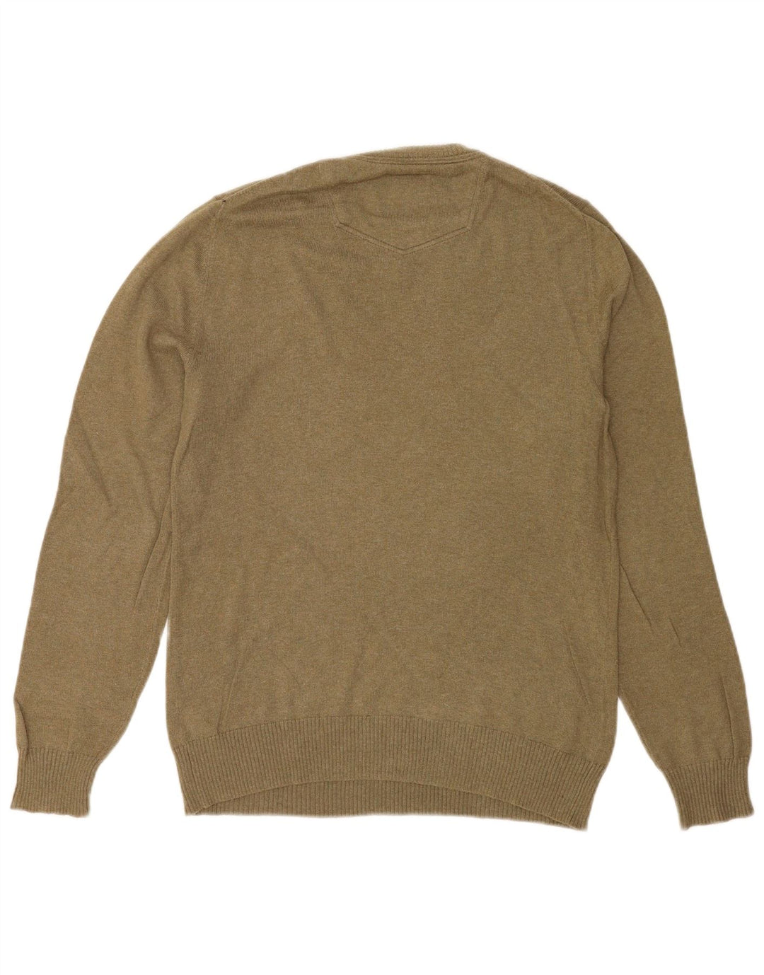 Fat Face Mens V-Neck Jumper Sweater Small Khaki Cotton