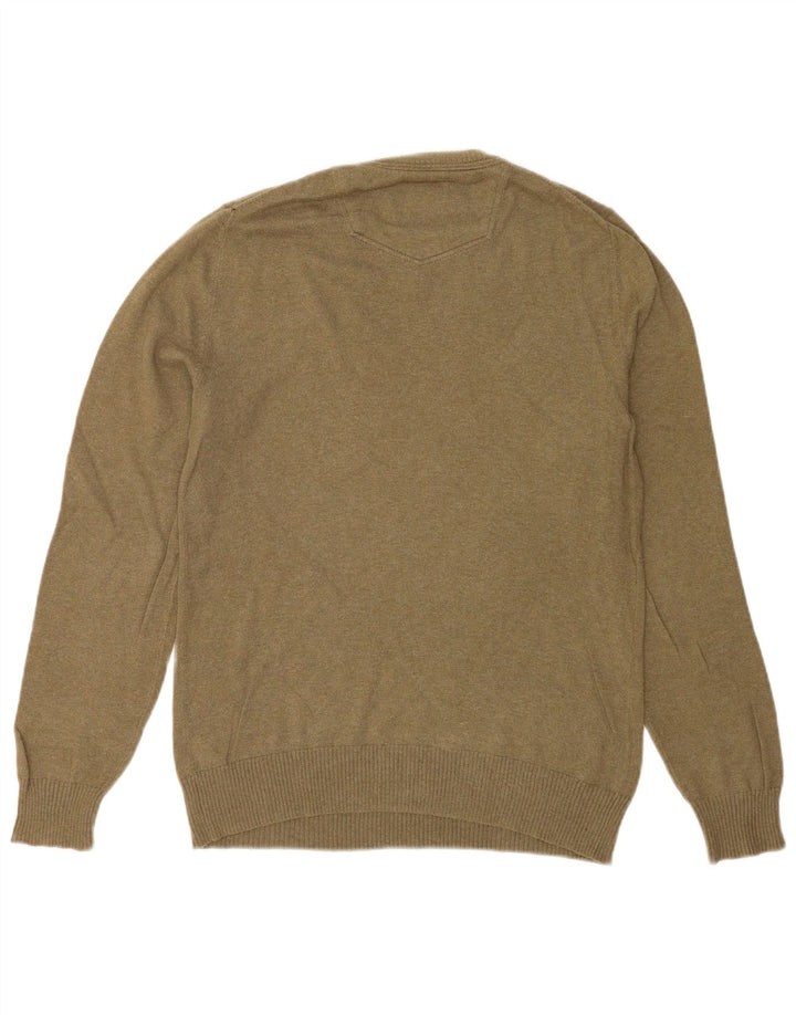 Fat Face Mens V-Neck Jumper Sweater Small Khaki Cotton