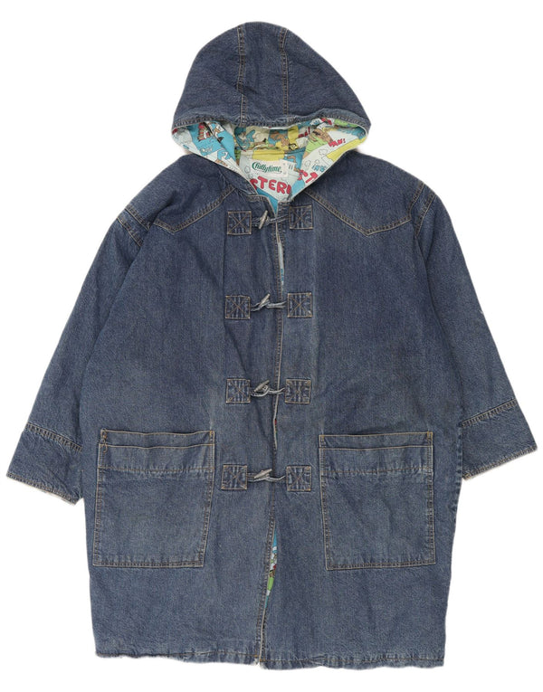 Chillytime Mens Hooded Loose Fit Denim Coat UK 40 Large Blue Cotton