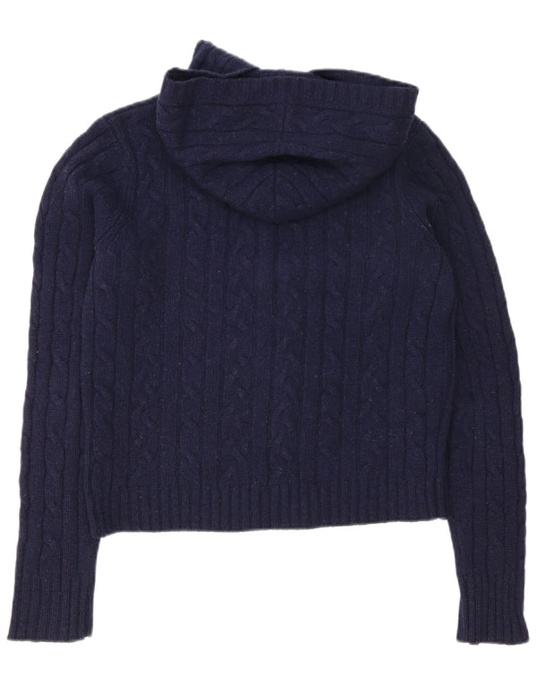 Abercrombie & Fitch Womens Hooded Cardigan Sweater UK 16 Large Navy Blue
