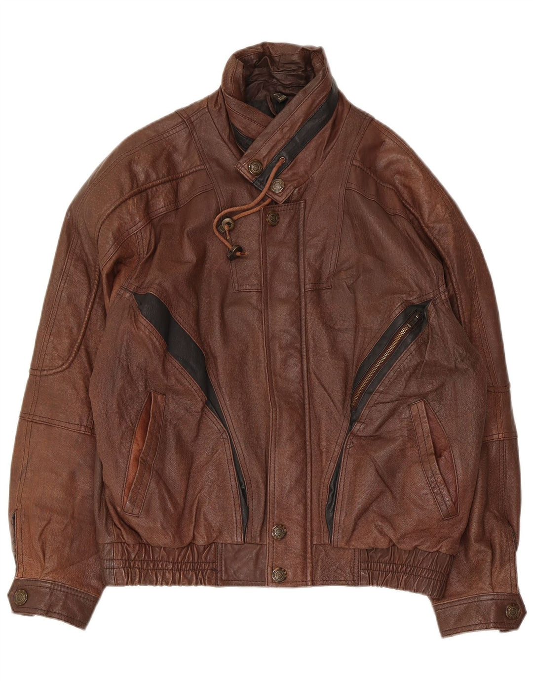 VINTAGE Mens Leather Jacket UK 38 Medium Brown Leather