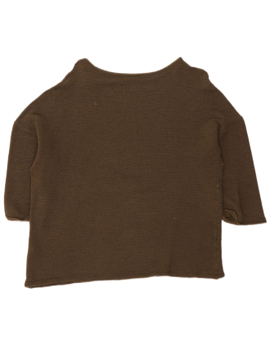 Zara Womens Oversized Top 3/4 Sleeve UK 14 Medium Khaki Viscose