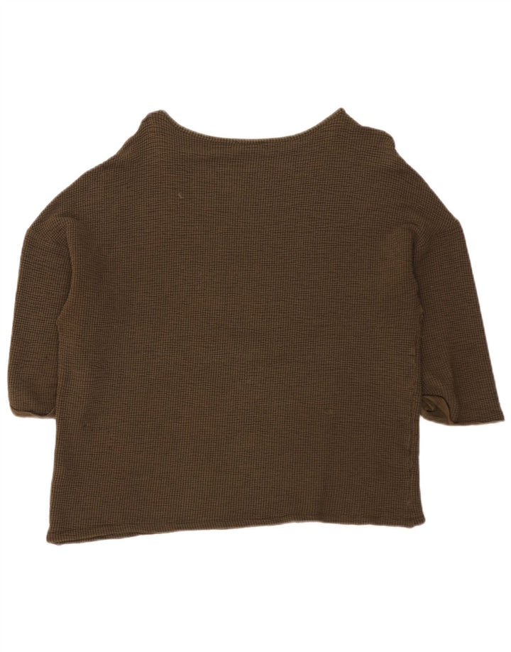 Zara Womens Oversized Top 3/4 Sleeve UK 14 Medium Khaki Viscose