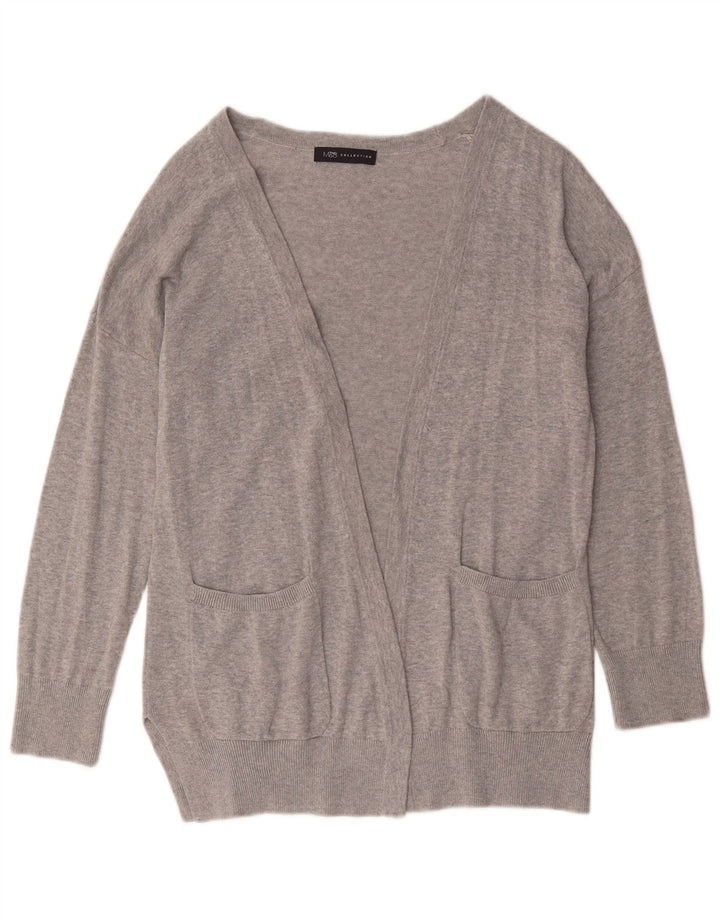 Marks & Spencer Womens Cardigan Sweater UK 14 Medium Grey Cotton