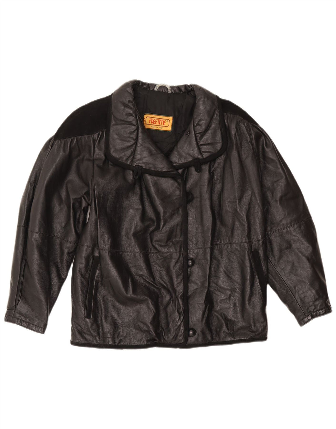 Vintage Womens Leather Jacket UK 18 XL Black Leather