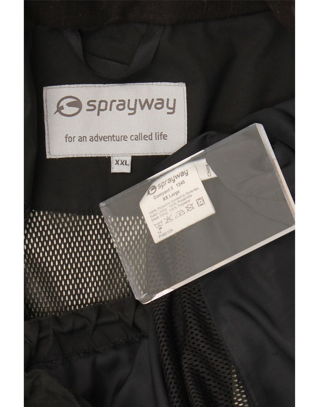 SPRAYWAY Mens Hooded Rain Jacket UK 44 2XL Black Polyester