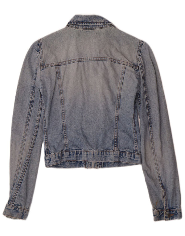 United Colors of Benetton Womens Crop Denim Jacket UK 6 XS Blue Classic