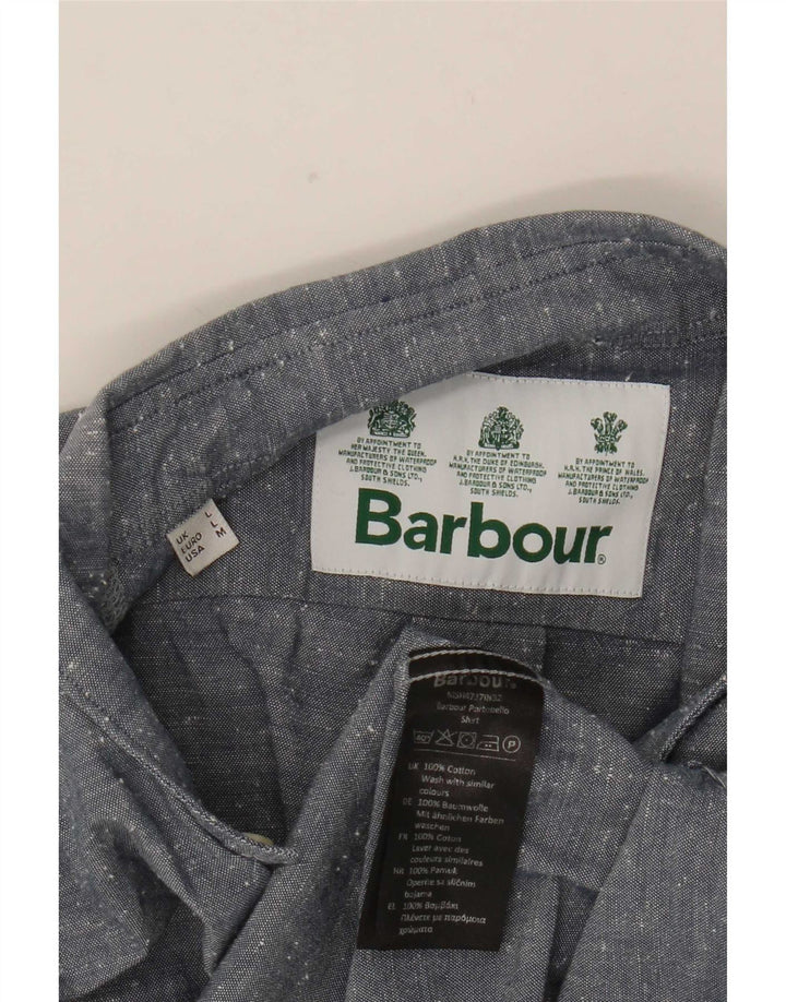 Barbour Mens Short Sleeve Shirt Large Grey Flecked Cotton