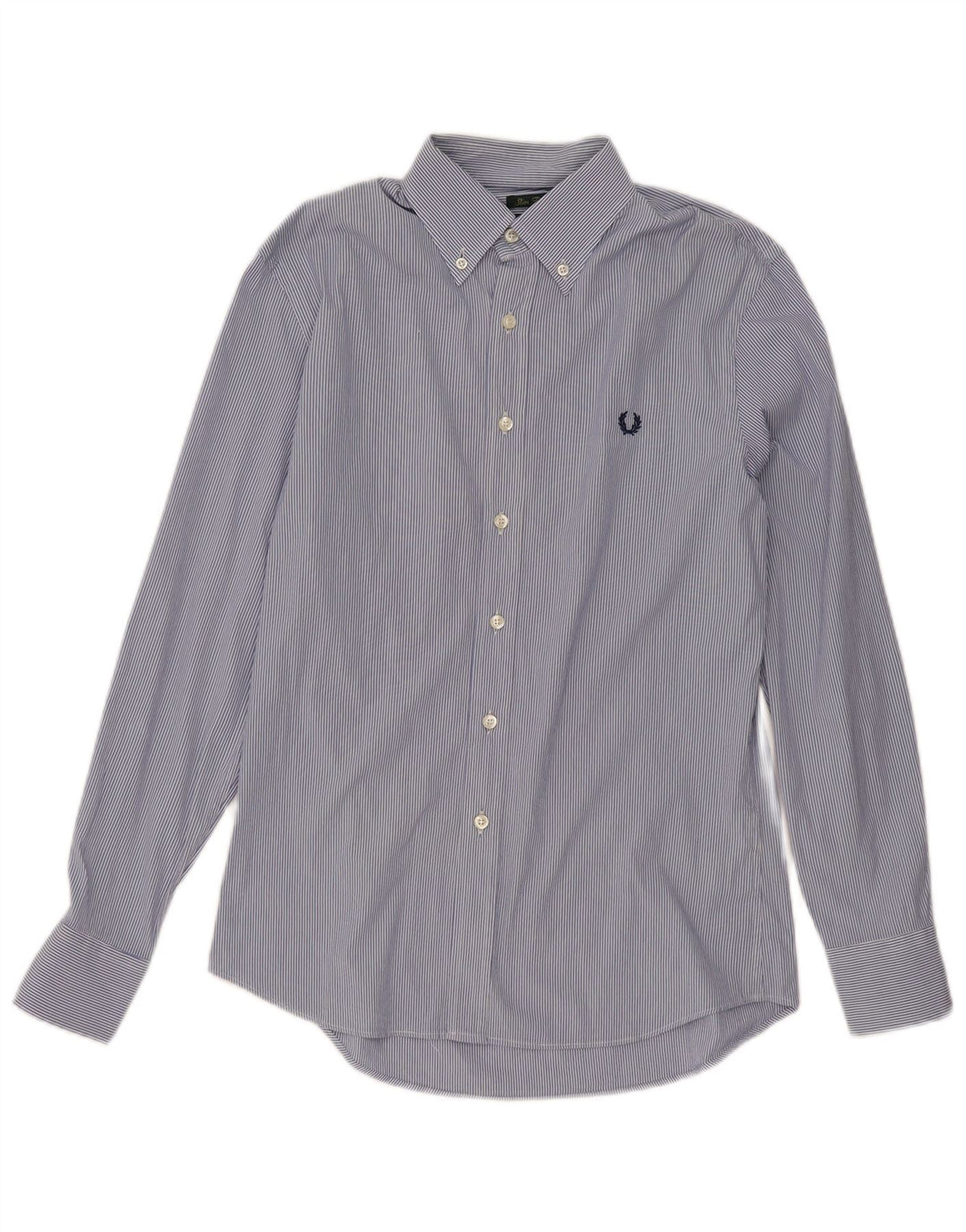 Fred Perry Mens Slim Fit Shirt Medium Blue Striped Cotton Classic