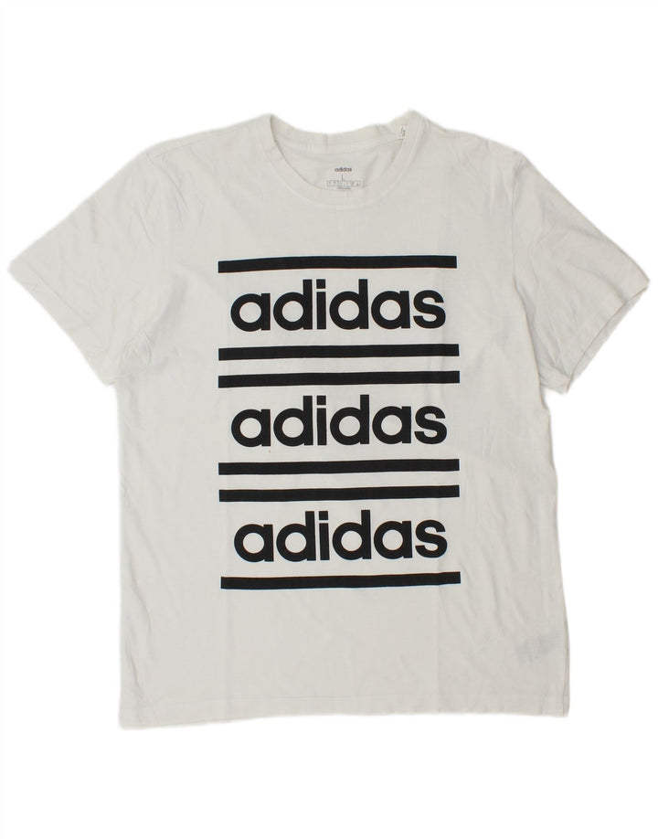 Adidas Mens Graphic T-Shirt Top Large White Cotton