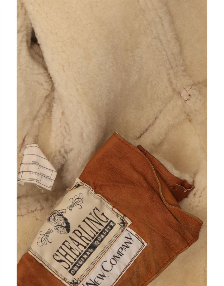 Vintage Mens Shearling Jacket UK 40 Large Brown Leather