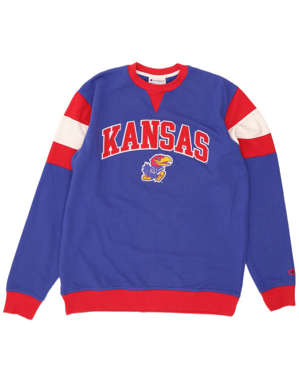 Champion Mens Kansas Graphic Sweatshirt Jumper Large Blue Colourblock