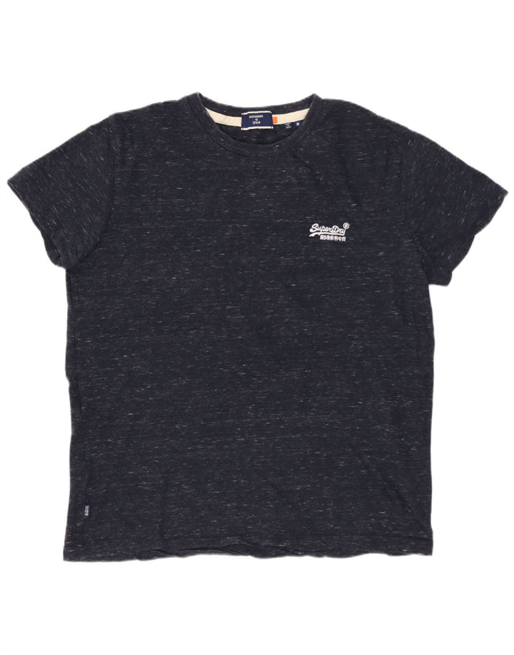SUPERDRY Mens T-Shirt Top Medium Navy Blue Flecked Cotton