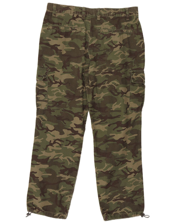 CLOCK HOUSE Mens High Waist Cargo Trousers W42 L27 Khaki Camouflage