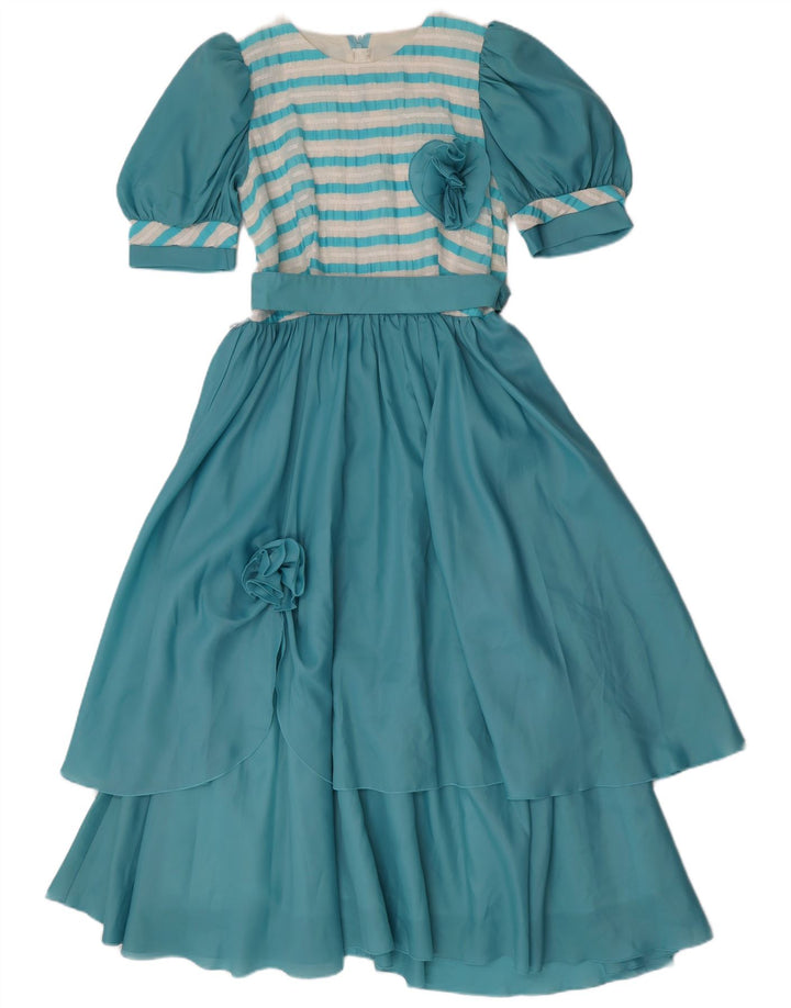 Vintage Womens Maxi Dress IT 36 XS Blue Striped Polyester