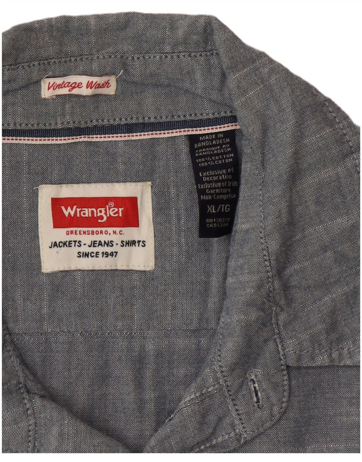 Wrangler Mens Shirt XL Blue Cotton
