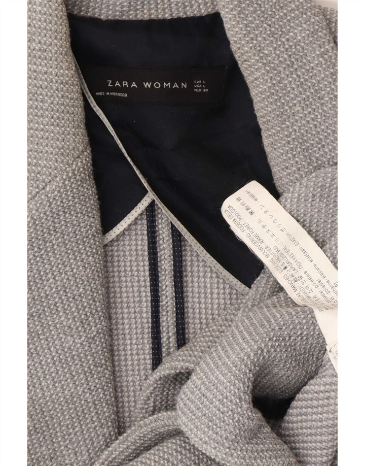Zara Womens 1 Button Blazer Jacket UK 16 Large Grey Polyester
