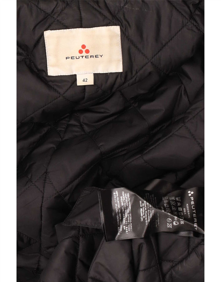 PEUTEREY Womens Hooded Padded Coat IT 42 Medium Black Polyester