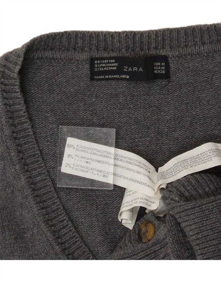 ZARA Womens Cardigan Sweater UK 12 Medium Grey Cotton Vintage Zara and Second-Hand Zara from Messina Hembry 