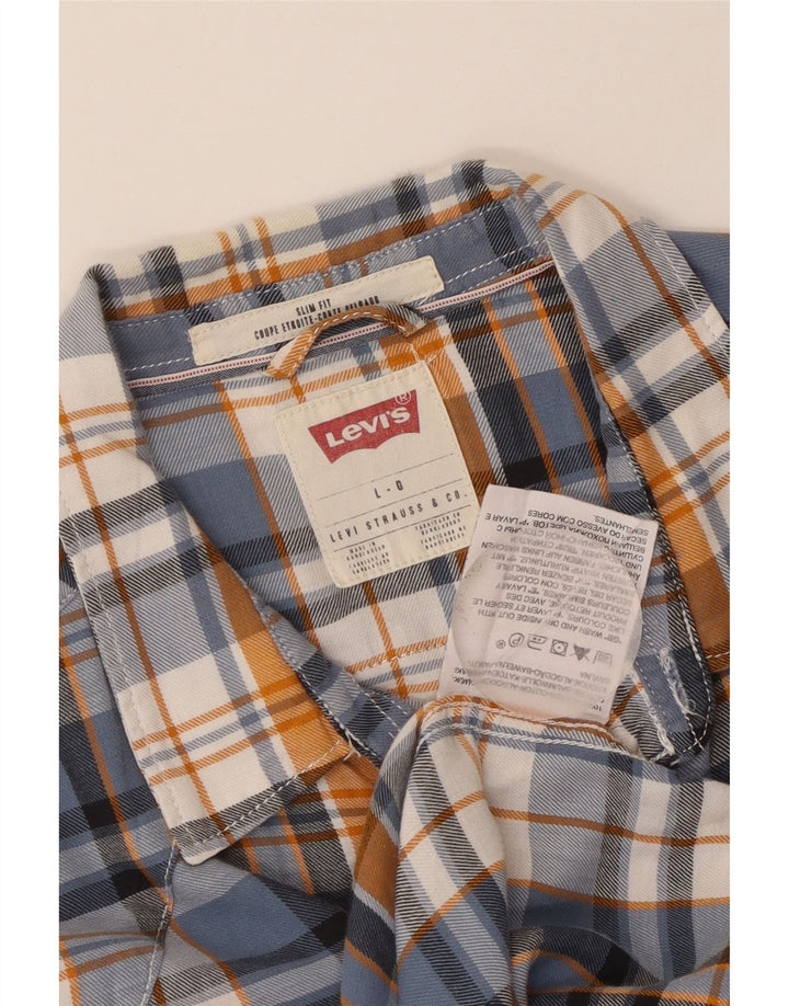 Levi's Mens Slim Fit Flannel Shirt Large Multicoloured Check Cotton