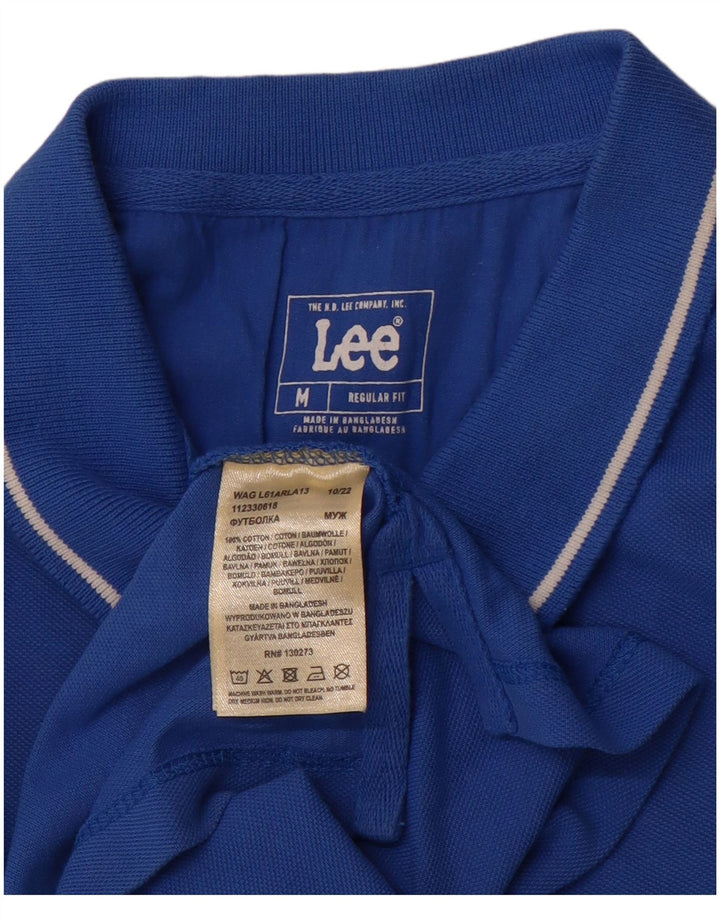 LEE Mens Regular Fit Polo Shirt Medium Blue Cotton