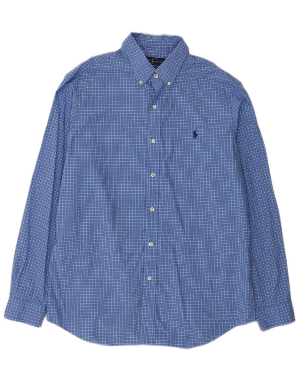 Ralph Lauren Mens Classic Fit Shirt Large Blue Gingham Cotton