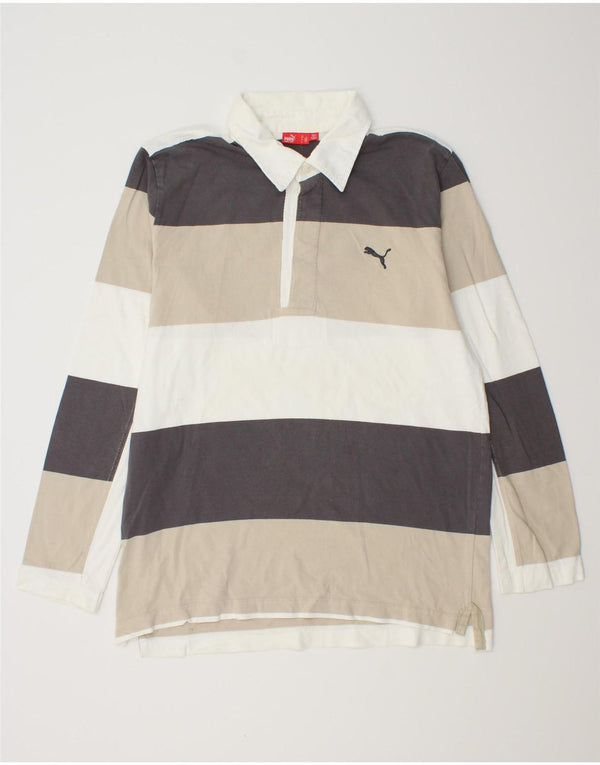 PUMA Mens Graphic Long Sleeve Rugby Polo Shirt Large Multicoloured Striped